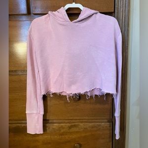 Distressed cropped hoodie